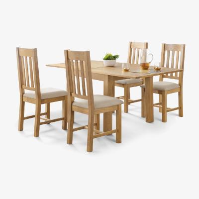 The Range Astoria Flip-Top Table and Hereford Chairs Set - Brown / 1 Table and 4 Chairs