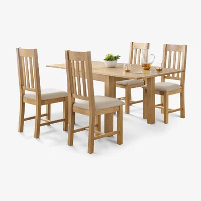The Range Astoria Flip-Top Table and Hereford Chairs Set - Brown / 1 Table and 4 Chairs