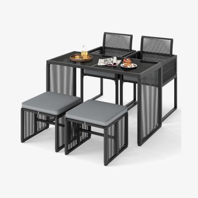 The Range 5 Pieces Space-Saving Patio Dining Set - Black