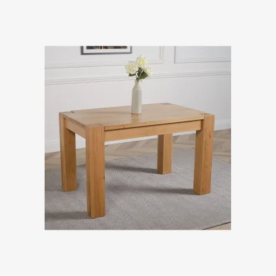 The Range Kuba 125x80cm Chunky Oak Small Dining Table and 4 Washington Leather Chairs - Red