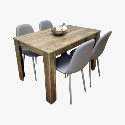 The Range Rustic Effect Dining table Set with 4 Gem Chairs - Grey