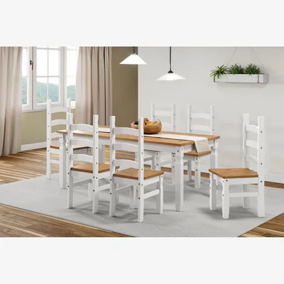The Range Corona 6ft Dining Table 6 Chairs Set - White