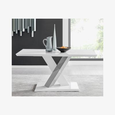 The Range Monza 6 Seat White High Gloss Dining Table with Grey Accent - White