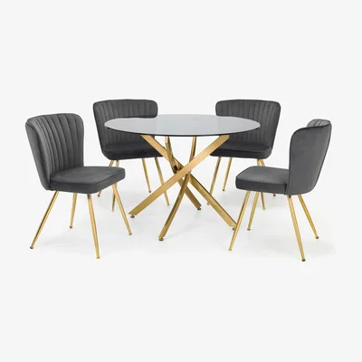 The Range Monero Round Table and Cannes Chairs Set - Grey