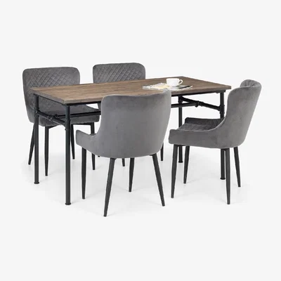 The Range Carnegie Dining Table and Luxe Chairs Set - Grey