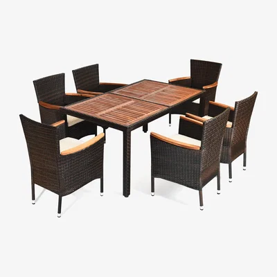 The Range 7-Piece Patio Dining Set - Brown