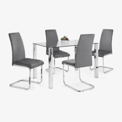 The Range Enzo Dining Table and Calabria Chairs Set - Grey