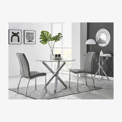 The Range Selina Round Dining Table  2 Isco Chairs - Grey