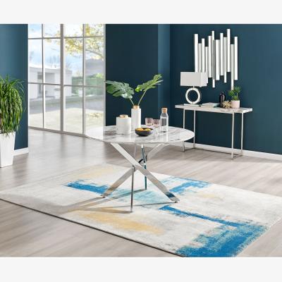 The Range Novara White Marble Effect 120cm Dining Table  6 Murano Chairs - Grey
