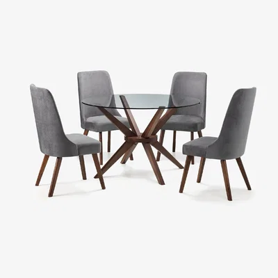 The Range Chelsea 120cm Table and Huxley Chairs Set - Grey