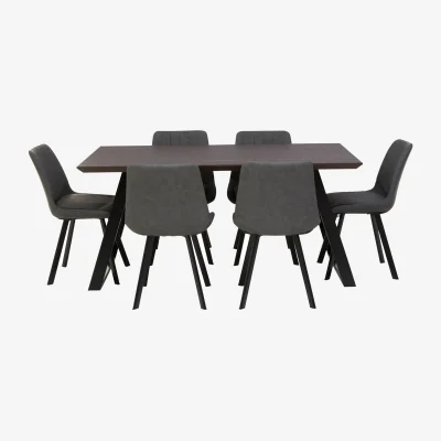 The Range Westford Dining Table with 6 Chairs Set - Brown, Grey