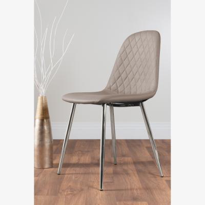 The Range Leonardo Black Leg Glass Dining Table With 6 Corona Silver Chairs - Cappuccino