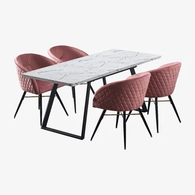 The Range Vittorio Toga LUX Dining Set with a Table and Chairs Set of 4 - Pink