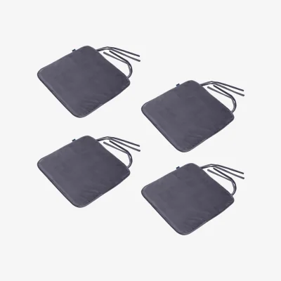 The Range Velvet Dining Chair Cushions Ties Comfortable Seat Pads - Charcoal  / 4