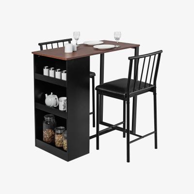 The Range Costway 3 Piece Bar Pub Counter Table Set-Brown - Brown