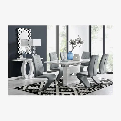 The Range Arezzo Large Extending Dining Table  6 Willow Chairs - Grey