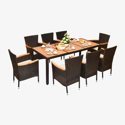 The Range 9-Piece Patio Dining Set - Brown