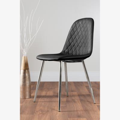 The Range Palma White Marble Effect Dining Table and 6 Corona Silver Chairs - Black