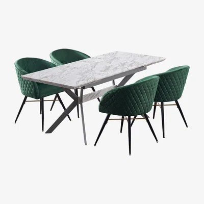 The Range Vittorio Blaze LUX Dining Set with a Table and Chairs Set of 4 - Green