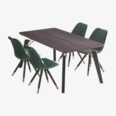 The Range Sofia Cosmo LUX Dining Set Includes a Table and Chairs Set of 4 - Green