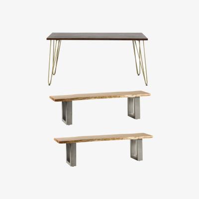 The Range Dallas Dark Mango Wooden Rectangular 6 Seater Dining Table Set With 2 Benches - Dark Wood