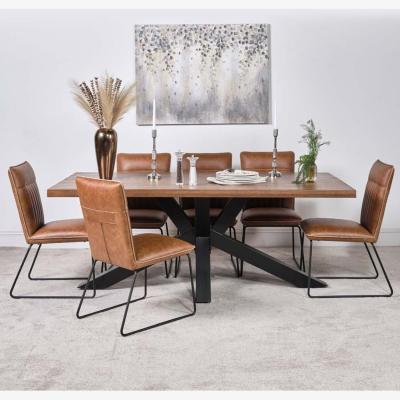 The Range Soho Dining Table 200cm  6 Hardy Dining Chairs - Tan