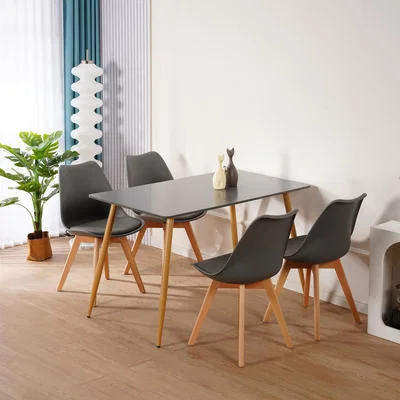 The Range Grey Dining Table and 4 Grey Chairs Set of 4 Kitchen Dining Set - Grey