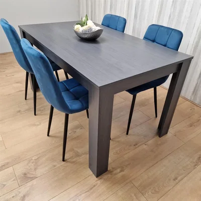 The Range Dining Room and Kitchen Dining Table Set with 4 Blue Chairs - Charcoal Blue