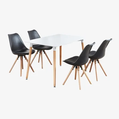 The Range Sophie Halo Dining Set Includes a Table and Set of 4 Chairs - Black