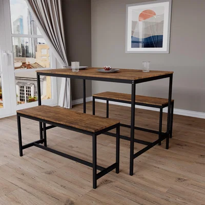 The Range Roslyn 4 Seater Dining Table With Bench Set - Dark Wood