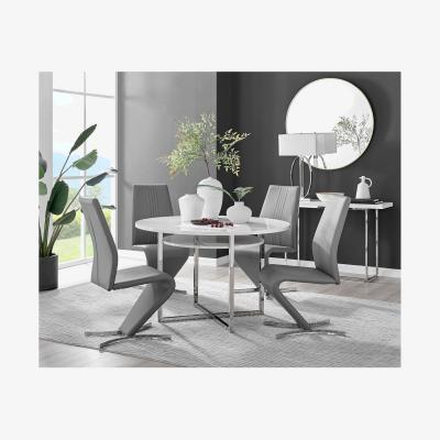 The Range Adley White High Gloss Storage Dining Table and 4 Willow Chairs - Grey