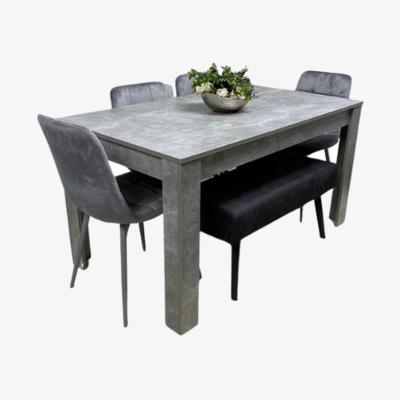 The Range Dining Table and 4 Chairs With Bench Stone Grey Effect Wood Table  - Grey