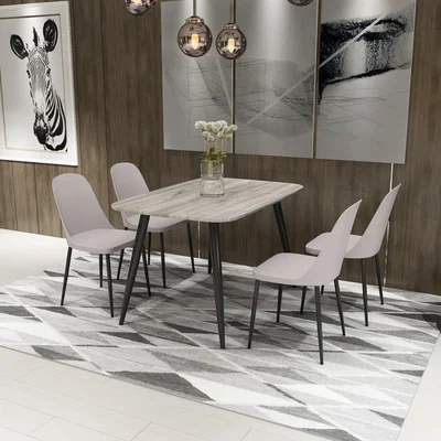 The Range Aspen Set with Rectangular Grey Oak Effect Table and 4 Duo Plastic Chairs  - Calico