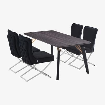 The Range Trafalgar Cosmo LUX Dining Set Includes a Modern Table and 4 Chairs - Black