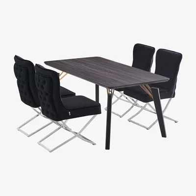The Range Trafalgar Cosmo LUX Dining Set Includes a Modern Table and 4 Chairs - Black