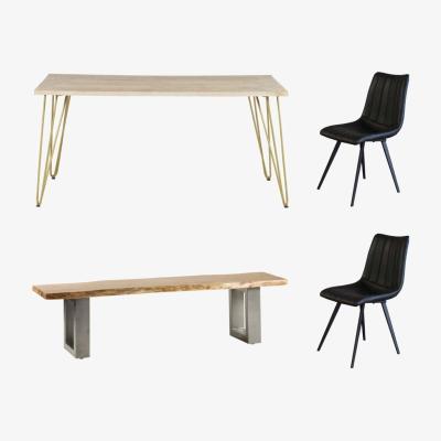 The Range Dallas Light Mango Wooden Rectangular Dining Set Table With 2 Chair 1 Bench - Light Wood