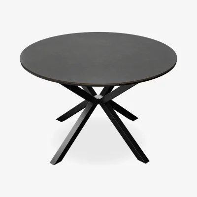The Range Calne Concrete Table W Blk Leg+ Raye Velvet Dining Chair Set Of 4 - Beige