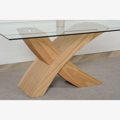 The Range Valencia 160 cm x 90 cm Glass Dining Table and 4 Chairs Dining Set with Lola Brown Leather Chairs - Brown