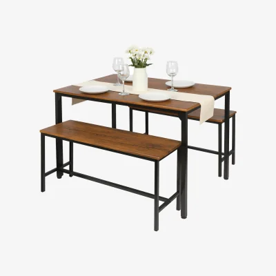 The Range Compact 4 Seater Dining Set - Brown