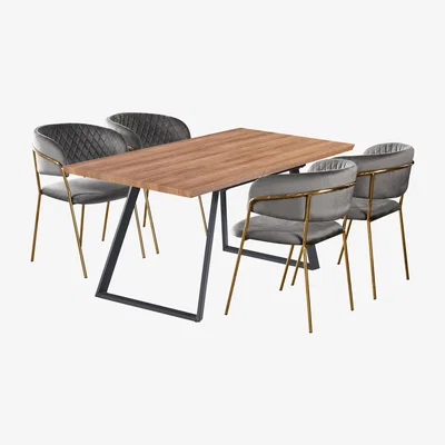 The Range Atarah Toga LUX Modern Dining Set with a Table and Chairs Set of 4 - Grey