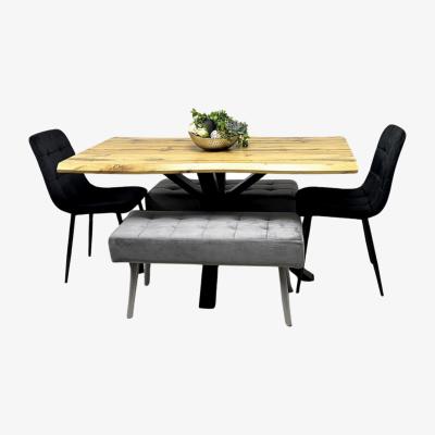 The Range Kosy Koala Dakota Dining Set With Velvet Benches - Black / 117cm