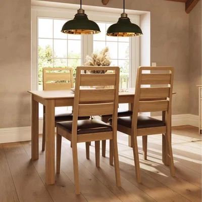 The Range 4 Seat Extending Natural Oak Dining Table Set - Natural Oak