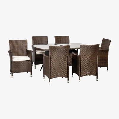 The Range Nevada Brown 6 Seater KD Rectangular Dining Set - Brown