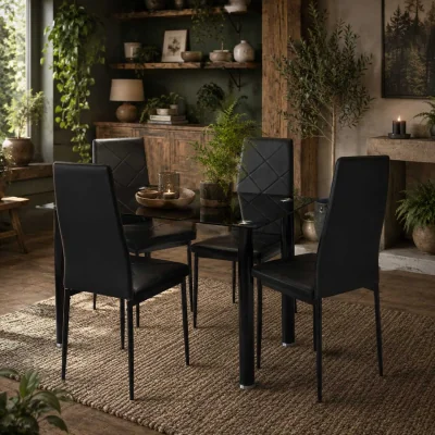 The Range Zinelalo Black Modern 5-Piece Dining Table Set for 4