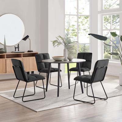 The Range Koko Walnut Effect Round Dining Table And 4 Menen Chairs - Dark Grey