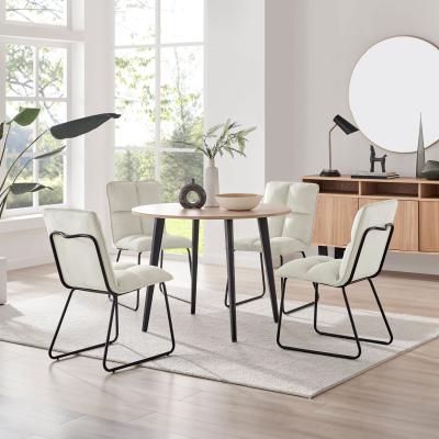 The Range Koko Oak Effect Round Dining Table And 4 Menen Dining Chairs - Cream