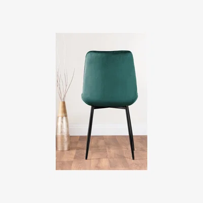 The Range Novara 100cm Round Dining Table and 4 Pesaro Black Leg Chairs - Green