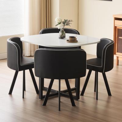 The Range White Square Dining Table Set with 4 Chairs - Black