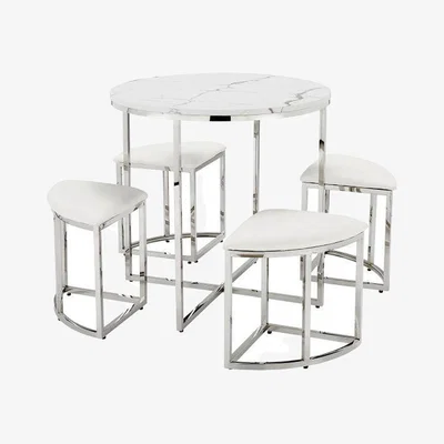 The Range Milan Marble Effect Dining Table and Chair Set - Marble Effect