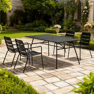 The Range Alberta Dining Table and Chair Set - Black